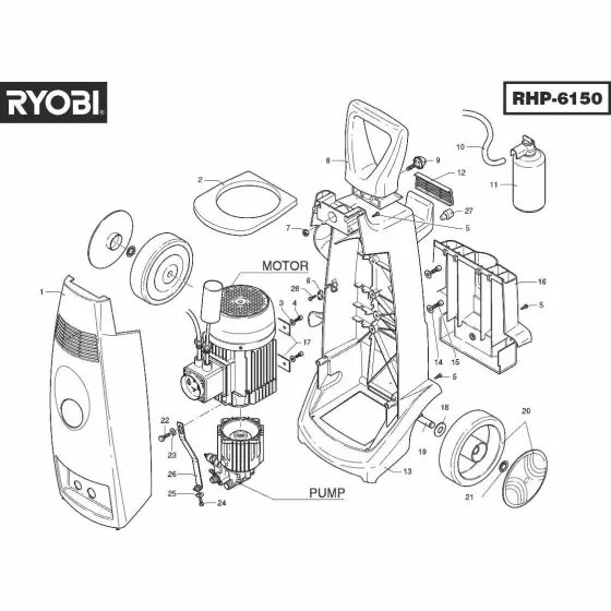 Ryobi RHP6150 Spare Parts List Type: 21000013698
