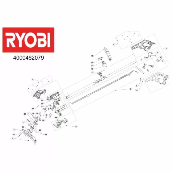 Ryobi RLT1831H20 AUX, HANDLE KNOB WITH M6*1,0 BOLT 5131036321 Spare Part Serial No: 4000462079