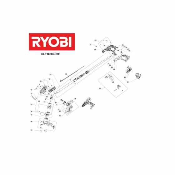 Ryobi RLT1830CD3H Spare Parts List Type: 5133001749