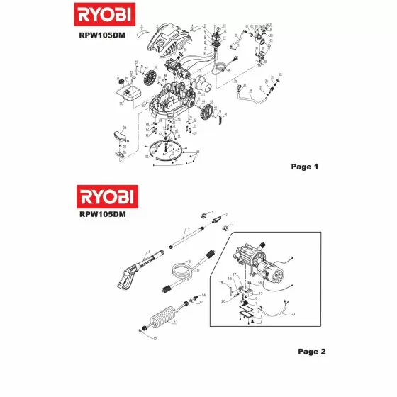 Ryobi RPW105DM Spare Parts List