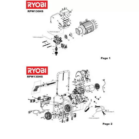 Buy Ryobi RPW130HS Spare Parts and Fix or Repair your Pressure Washer Today