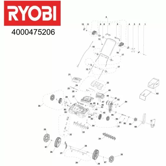 Ryobi RY18SFX35A0 MOTOR 5131042751 Spare Part Serial No: 4000475206