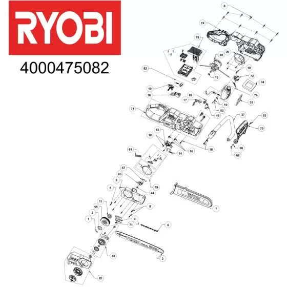Ryobi RY36CSX35A160 MOTOR 5131042646 Spare Part Serial No: 4000475082