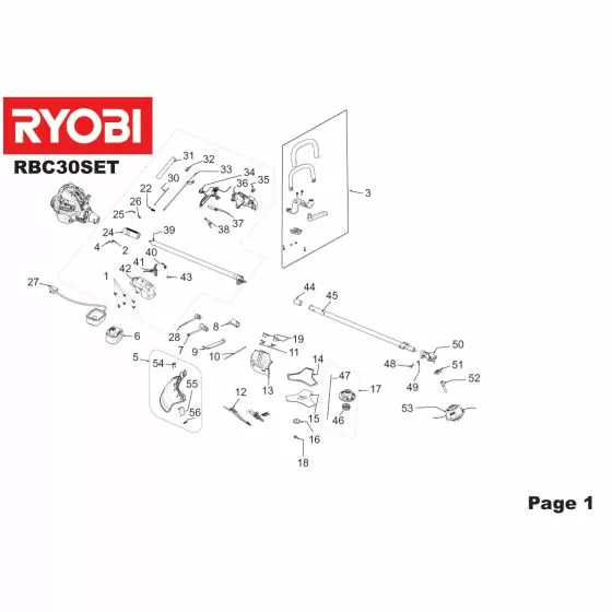 Ryobi RBC30SBT Type No: 5133000428 Spare Part List
