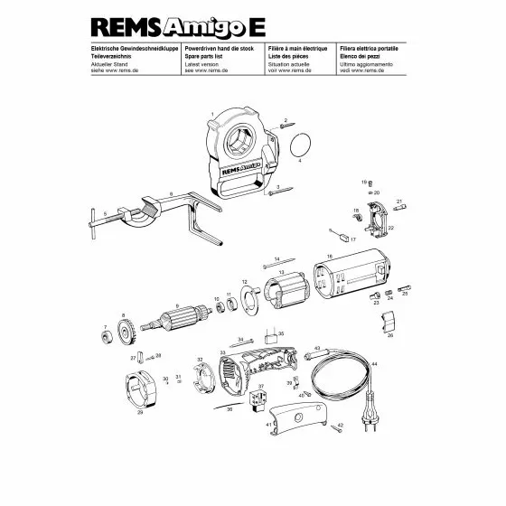 REMS Amigo E Clamping spinde mounted 533002 Spare Part Exploded Parts Diagram