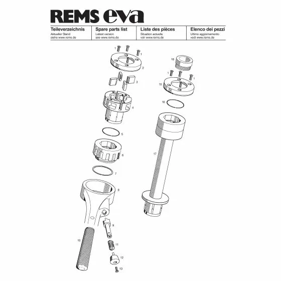 REMS Eva Spare Parts List Exploded Parts Diagram
